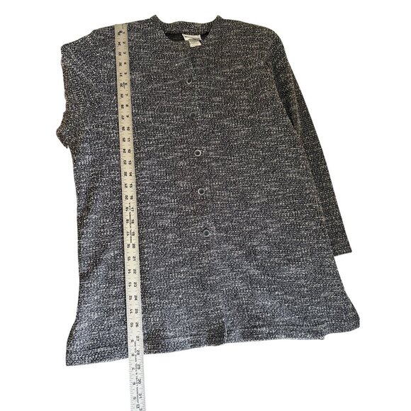 BonWorth Womens M Petite Black & Gray Button-Up Cardigan Sweater - Picture 7 of 8